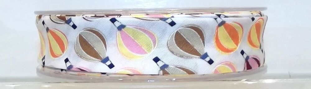 Bias Binding 25mm Wide 100% Cotton Sold per Metre Hot Air Balloons Orange & Brown#060
