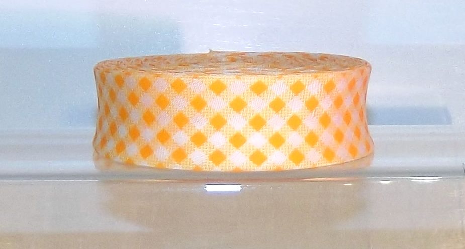 Gingham Bias Binding 25mm Wide Poly/Cotton Sold per Metre Yellow