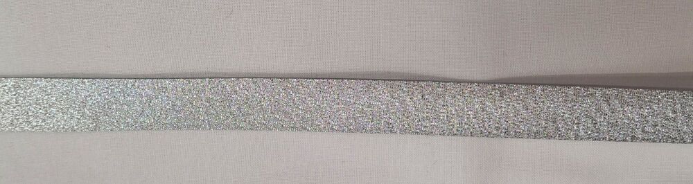 Lame Bias Binding 18mm Wide Sold per Metre Polyester Silver
