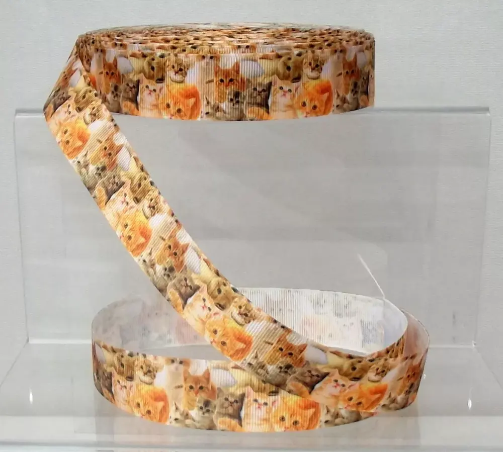 Ginger Cat Kitten Grosgrain Ribbon 25mm Wide Sold per metre