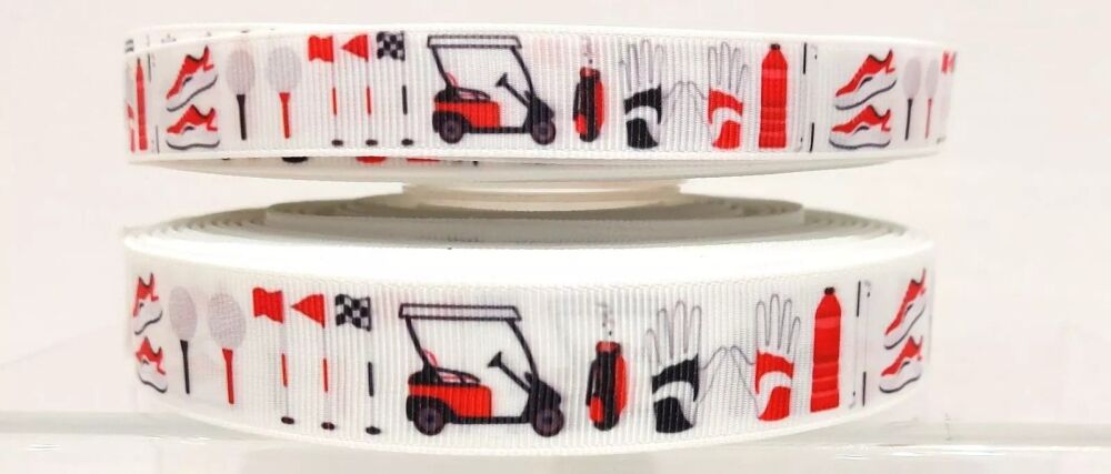 Golf Carts Grosgrain Ribbon 16/22mm Wide - Sold per Metre