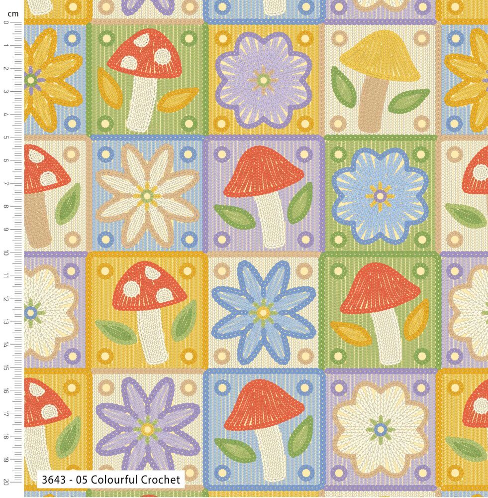 Cottage Bliss Fabric Craft Cotton 112cm wide Sold as FQ, 1/2m, 1m 3643-05 Crochet