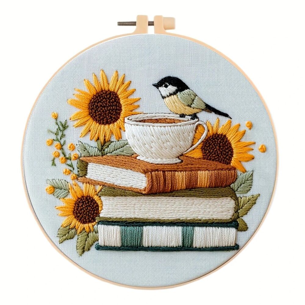 Embroidery Kit - Bird & Sunflower 20cm inc Hoop