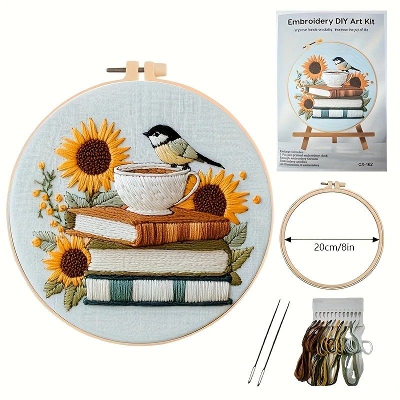 Embroidery Kit - Bird & Sunflower 20cm inc Hoop
