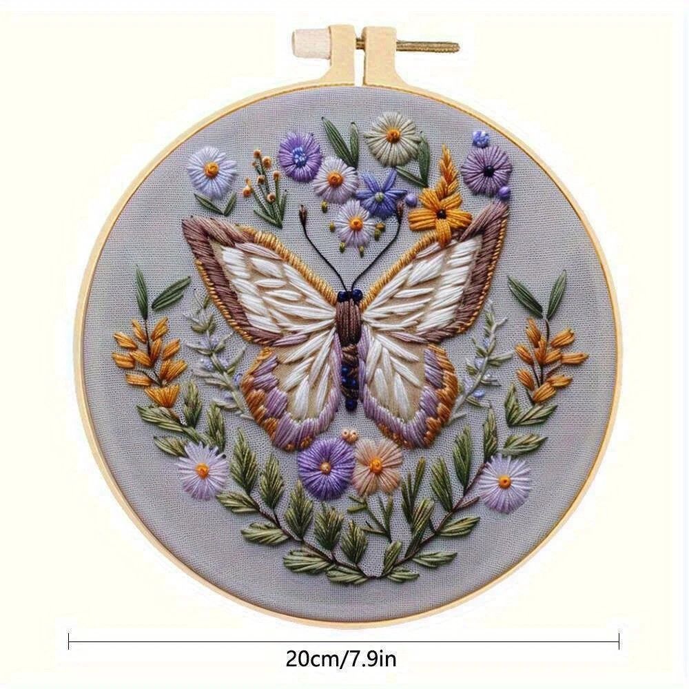 Embroidery Kit - Butterfly - Lilac 20cm inc Hoop