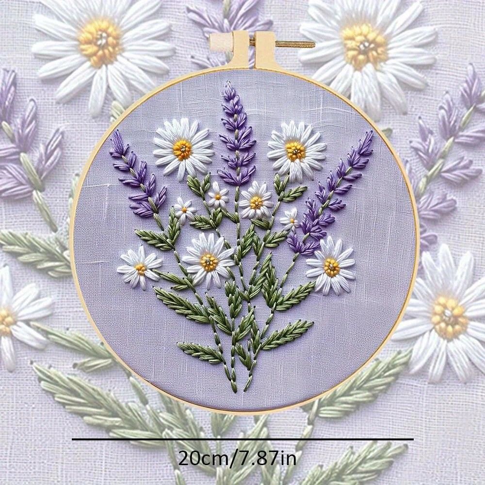 Embroidery Kit - Lavender Flowers Lilac 20cm inc Hoop
