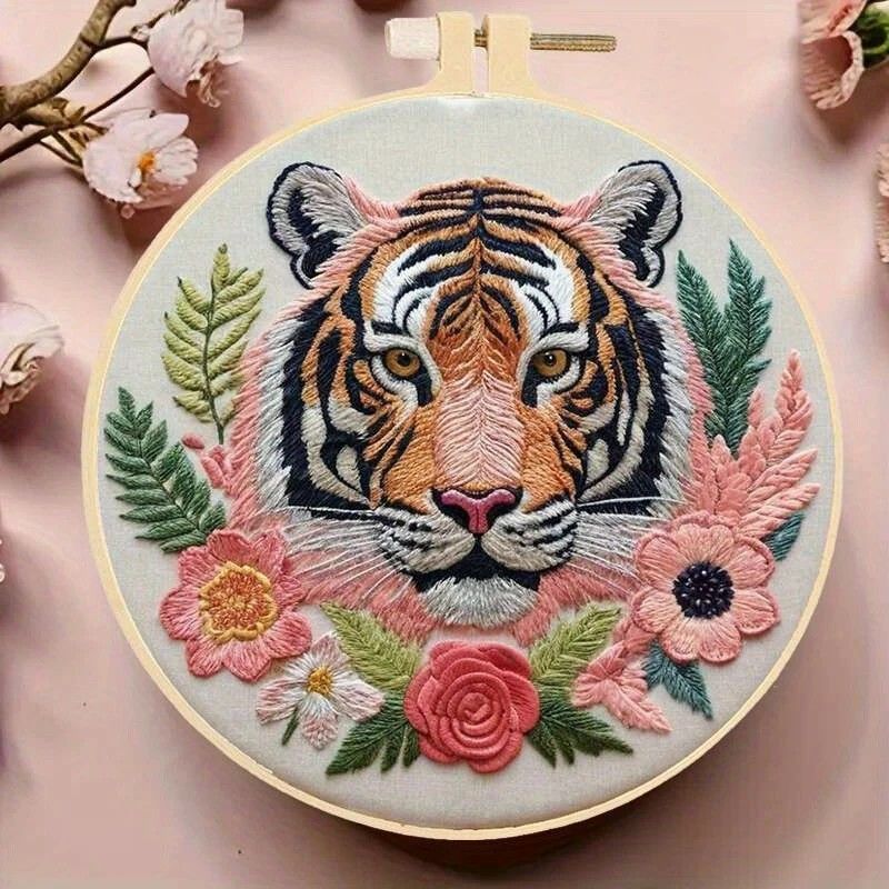 Embroidery Kit - Tiger 20cm inc Hoop