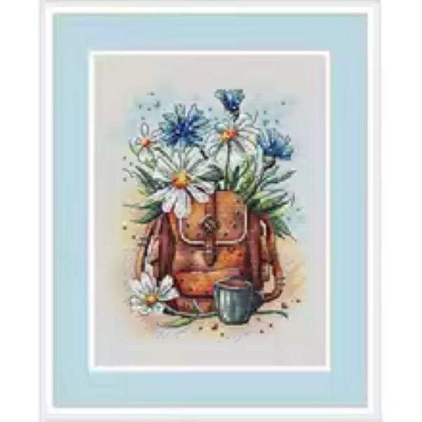Flowers in Satchel Cross Stitch Kit 14CT Counted