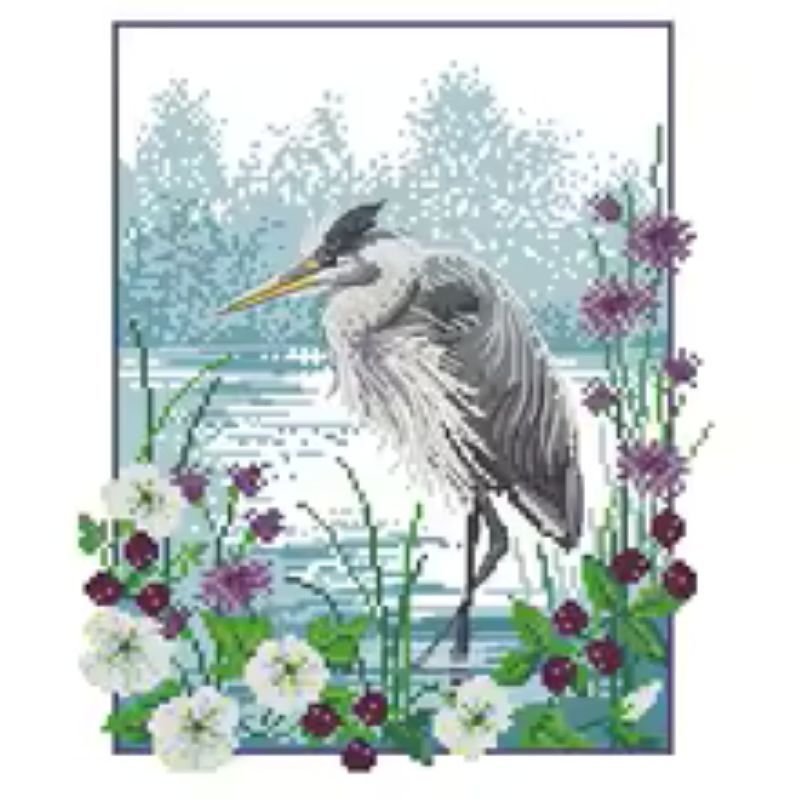 Heron Cross Stitch Kit 16CT Counted