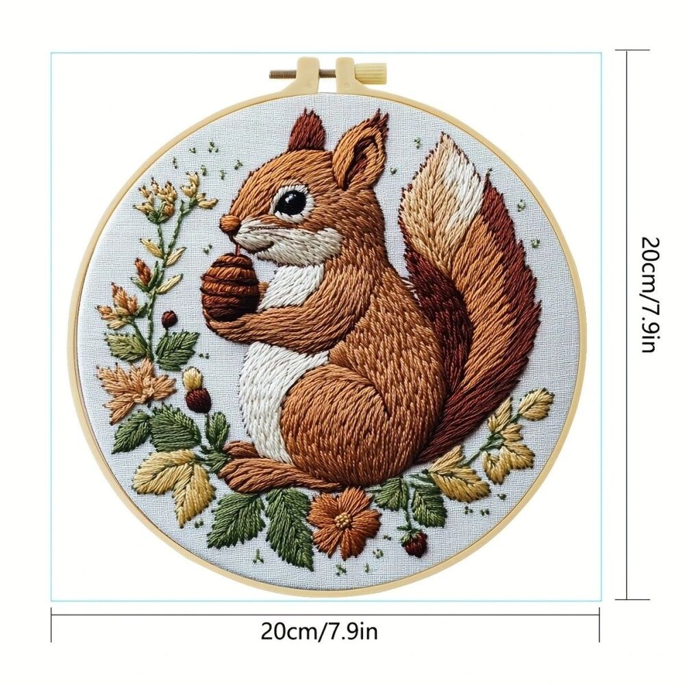 Embroidery Kit - Squirrel 20cm inc Hoop