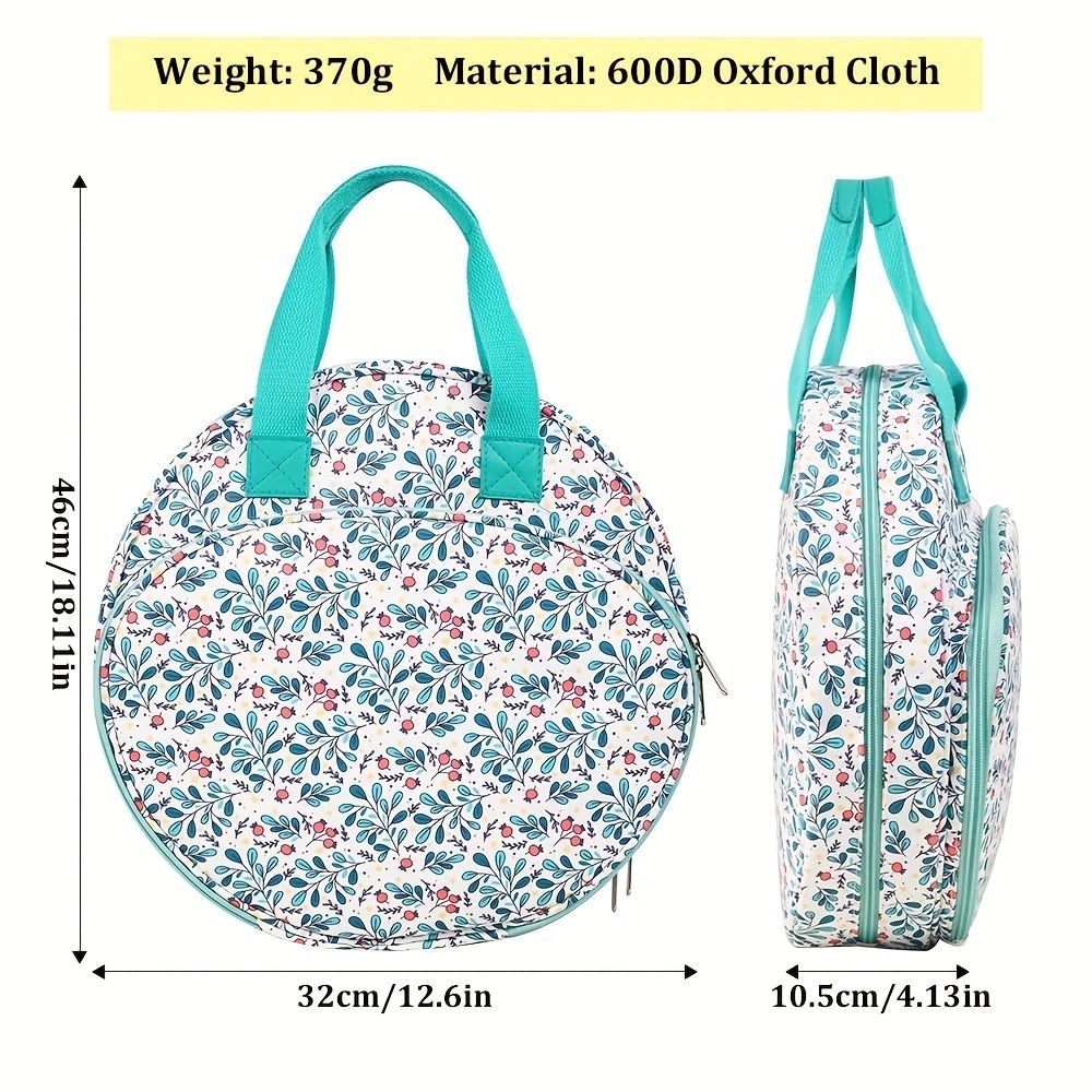 Embroidery Bag Round Tote Bag Leaf Design