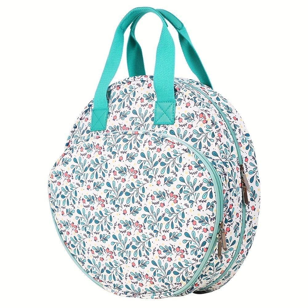 Embroidery Bag Round Tote Bag Leaf Design