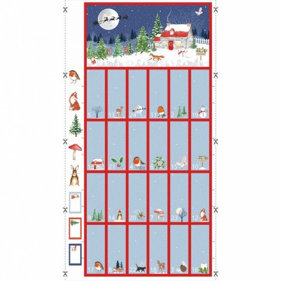 Advent Panel Christmas Eve Fold Up by Nutex 60cm x 110cm Blue/Red