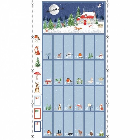 Advent Panel Christmas Eve Fold Up by Nutex 60cm x 110cm Blue