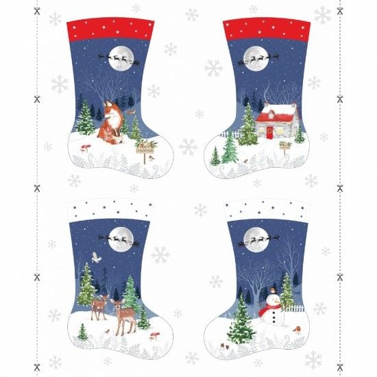 Stocking Panel Christmas Eve by Nutex 90cm x 110cm 81780 Dark Blue