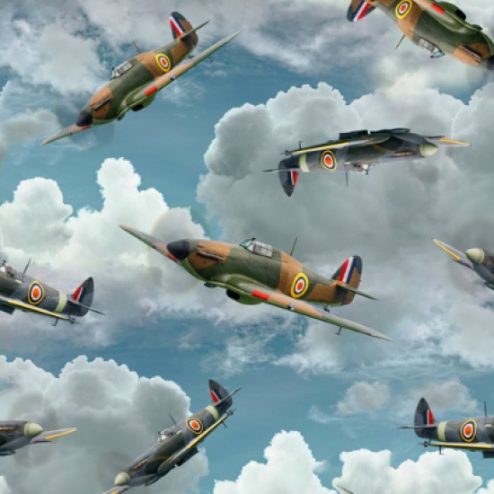 Spitfires Fabric Planes 112cm Wide FQ, 1/2m, 1m 78870 Col 101