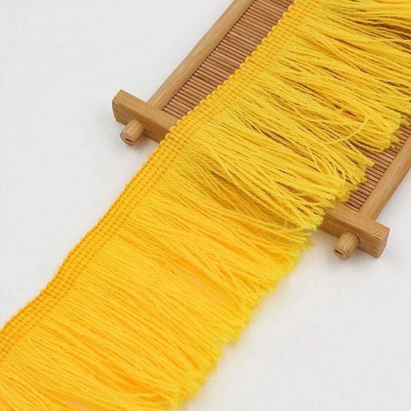 Soft Cotton Fringe 7cm Drop Yellow Sold per metre