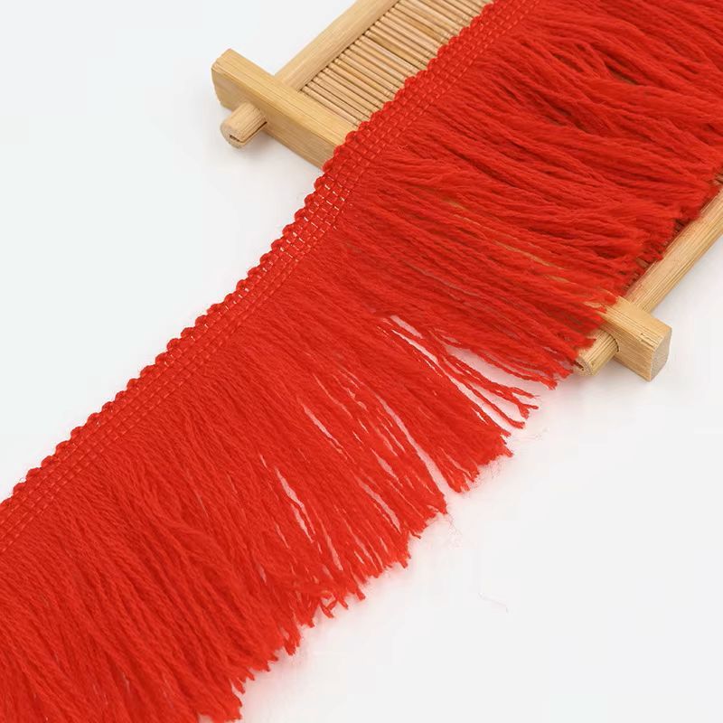 Soft Cotton Fringe 7cm Drop Red Sold per metre