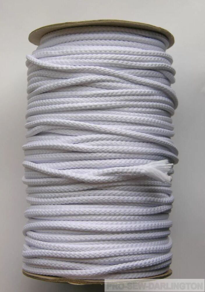 Cord 5mm Wide White - Sold per Metre