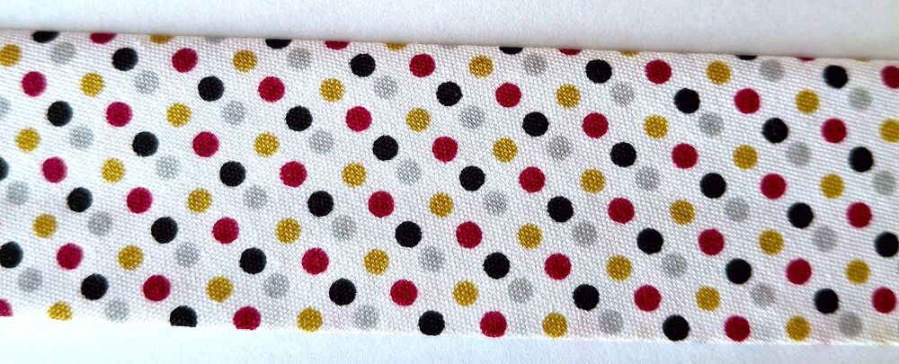 Polka Dot Bias Binding 30mm Wide Cotton Sold per Metre Red/Green