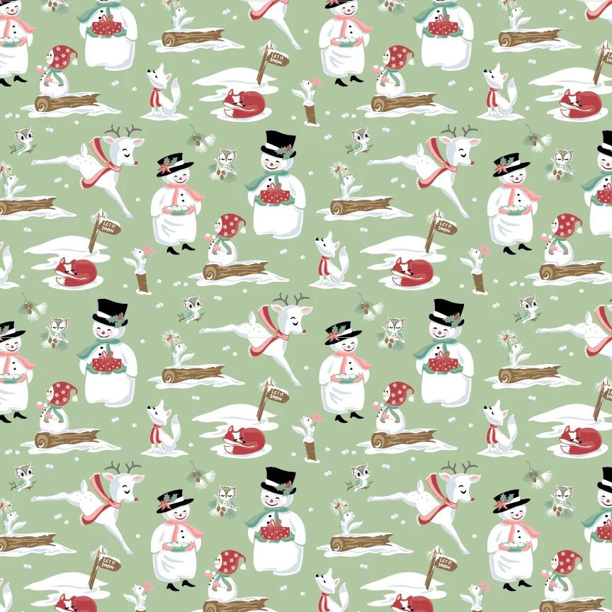 Frost & Flurry Christmas Fabric 112cm Wide FQ, 1/2m, 1m 70510 Green