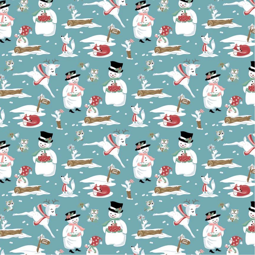 Frost & Flurry Christmas Fabric 112cm Wide FQ, 1/2m, 1m 70510 Turquoise