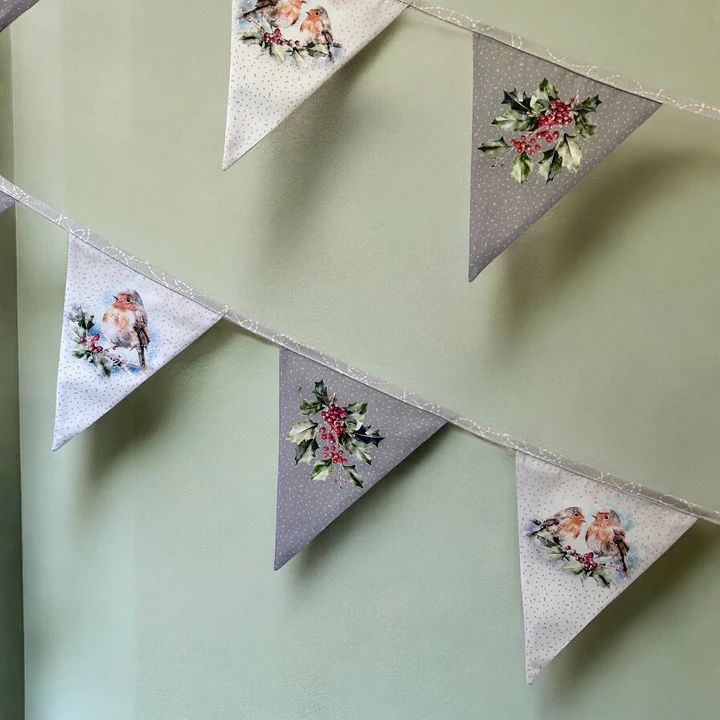 Sewing Kit by Amber Makes - Row of Robins Bunting - Grey
