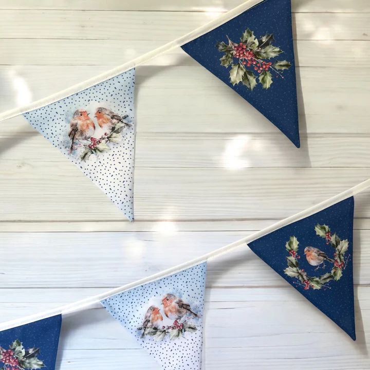 Sewing Kit by Amber Makes - Row of Robins Bunting - Blue