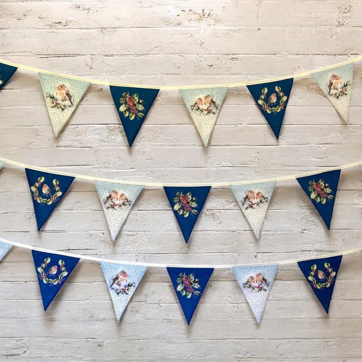 Sewing Kit by Amber Makes - Row of Robins Bunting - Blue