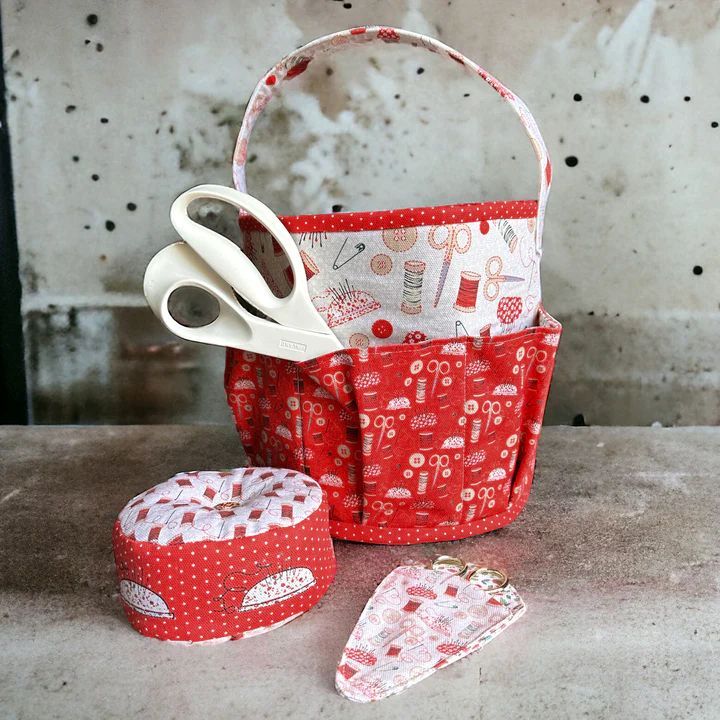 Sewing Kit Craft Storage Set by Amber Makes - Redwork