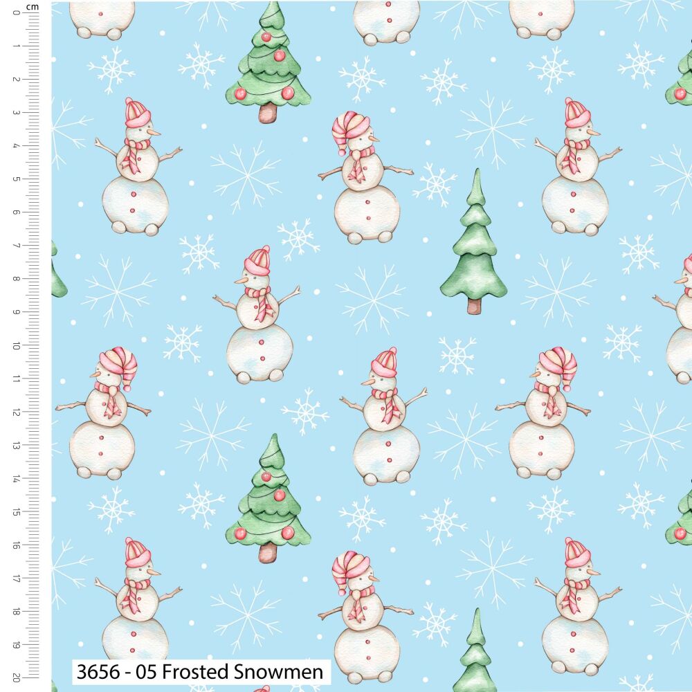 Merry Little Christmas Fabric 112cm Wide 3656-05 FQ, 1/2m 1m Frosted Snowman