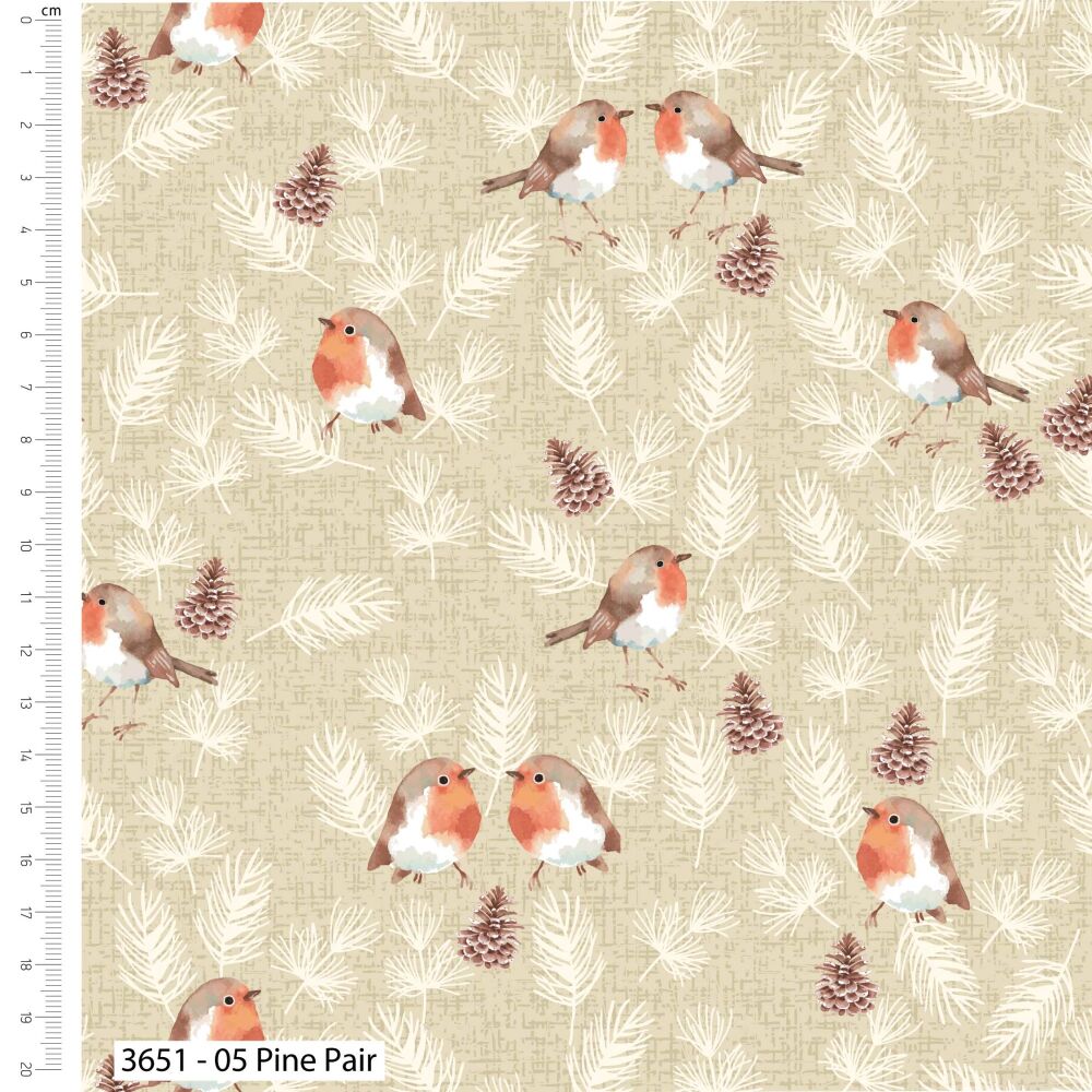 Feathered Foliage Christmas Fabric 112cm Wide 3651-05 FQ, 1/2m 1m Pine Pair