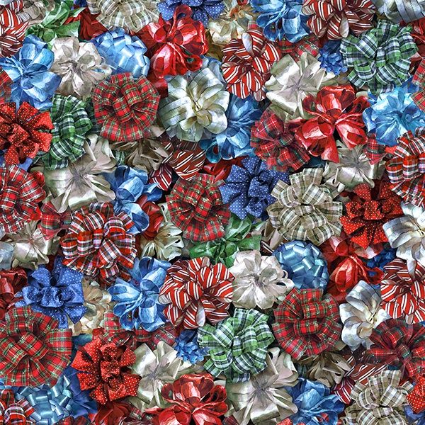 Ol' St Nick Christmas Bows Fabric 112cm Wide FQ, 1/2m, 1m 3905-988