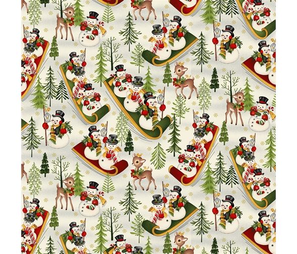 Winter Sledge Christmas Fabric 112cm Wide HG2854-33 Sold as FQ, 1/2m, 1m