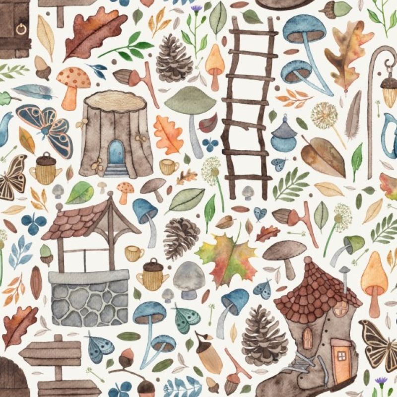 Fairy Tale Fabric Boots and Ladders 112cm Wide Sold as FQ, 1/2m or 1m 81870 Col 102