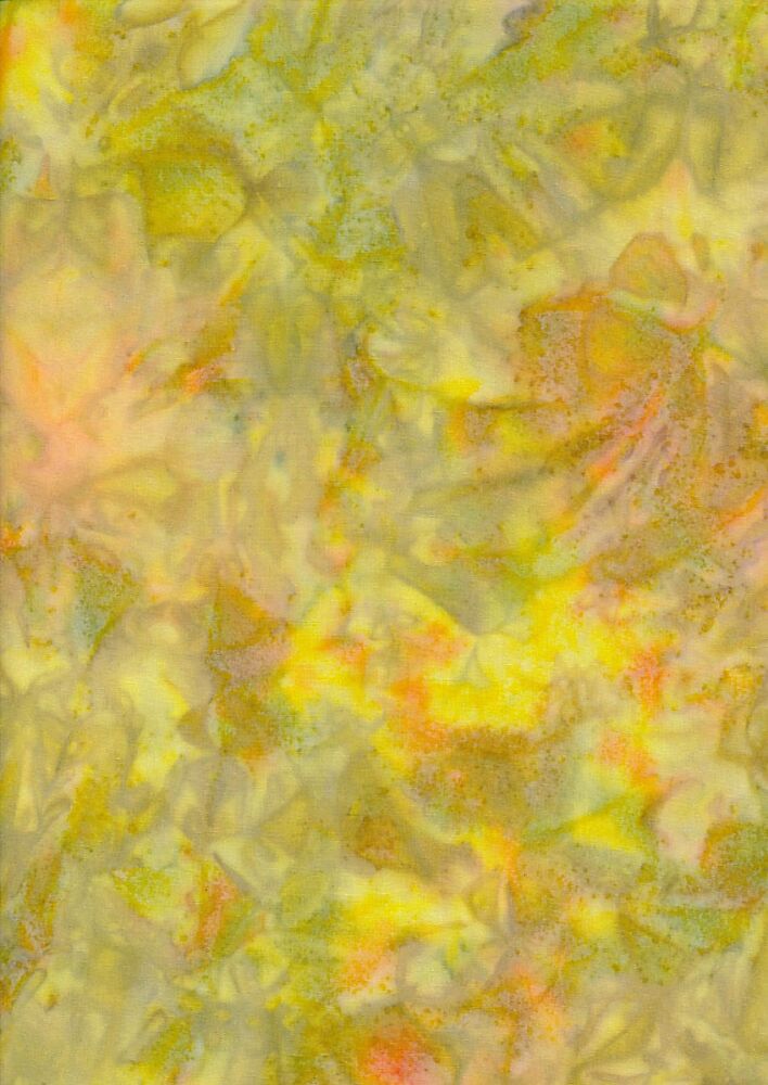 Batik Fabric 100% Cotton 112cm Wide FQ 1/2m or 1m Green/Yellow SSB011