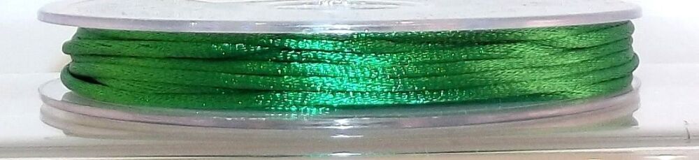Satin Cord 2mm Diameter Polyester 5m lengths Metallic Emerald Green
