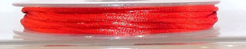 Satin Cord 2mm Diameter Polyester 5m lengths Metallic Red