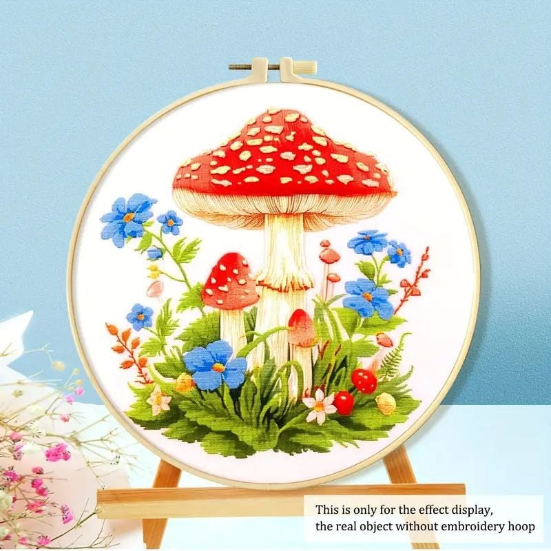 Cross Stitch Kit Morning Small Mushroom - Cream