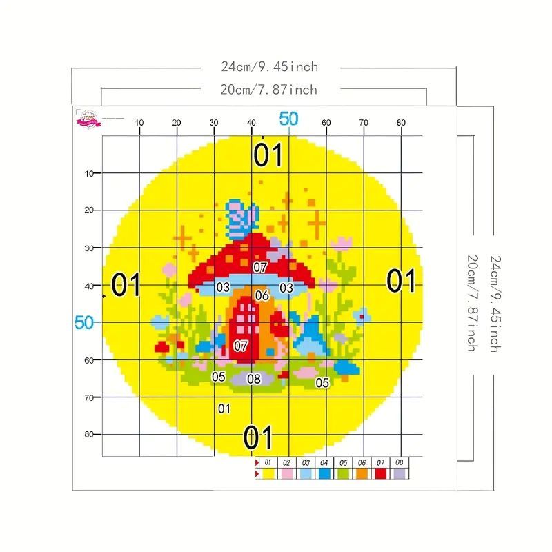 Cross Stitch Kit Snail Under Mushroom - Purple