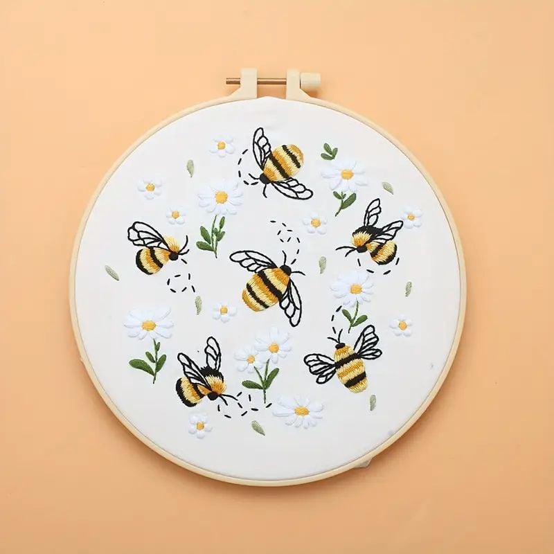 Embroidery Kit - Multi Bees 20cm inc Hoop