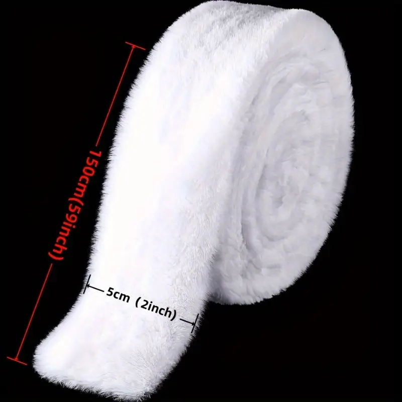 Faux Fur Trim 5cm Wide 150cm Long - White
