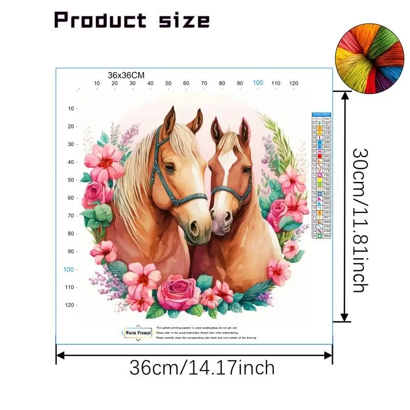 Horses Cross Stitch Kit 11CT 36cm x 36cm Printed Design