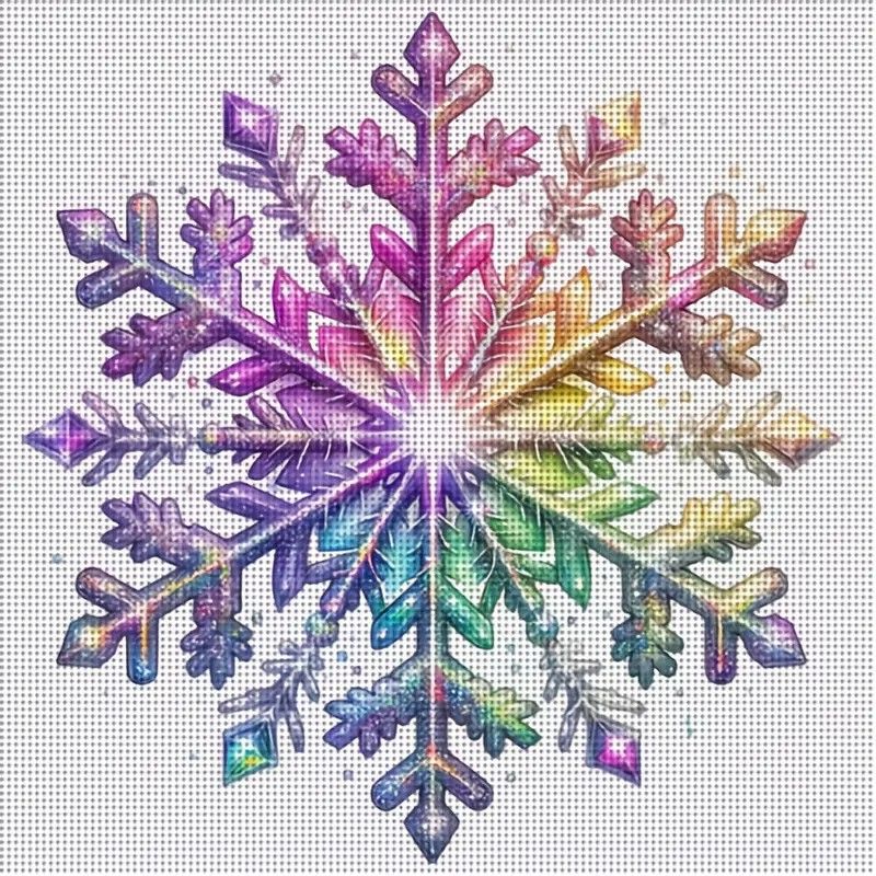 Snowflake Rainbow Cross Stitch Kit 11CT Printed Design