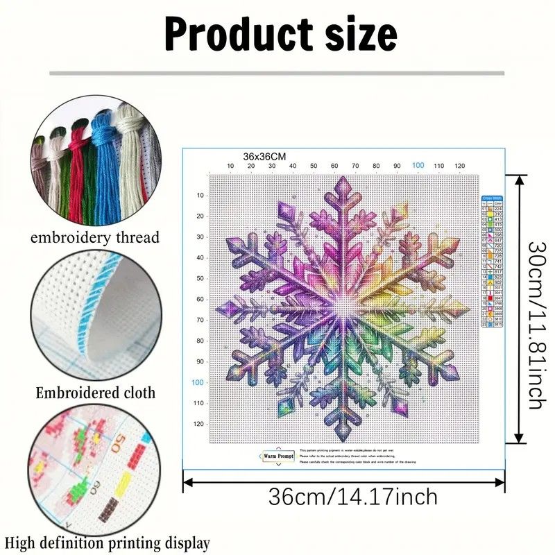 Snowflake Rainbow Cross Stitch Kit 11CT Printed Design
