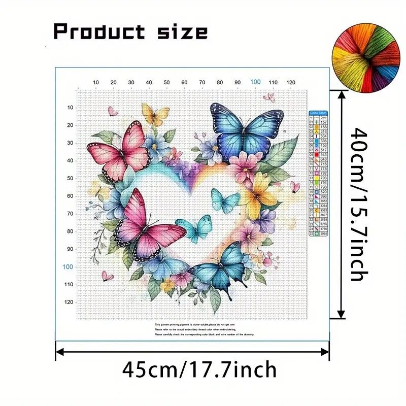 Butterfly Heart Cross Stitch Kit 11CT Printed Design