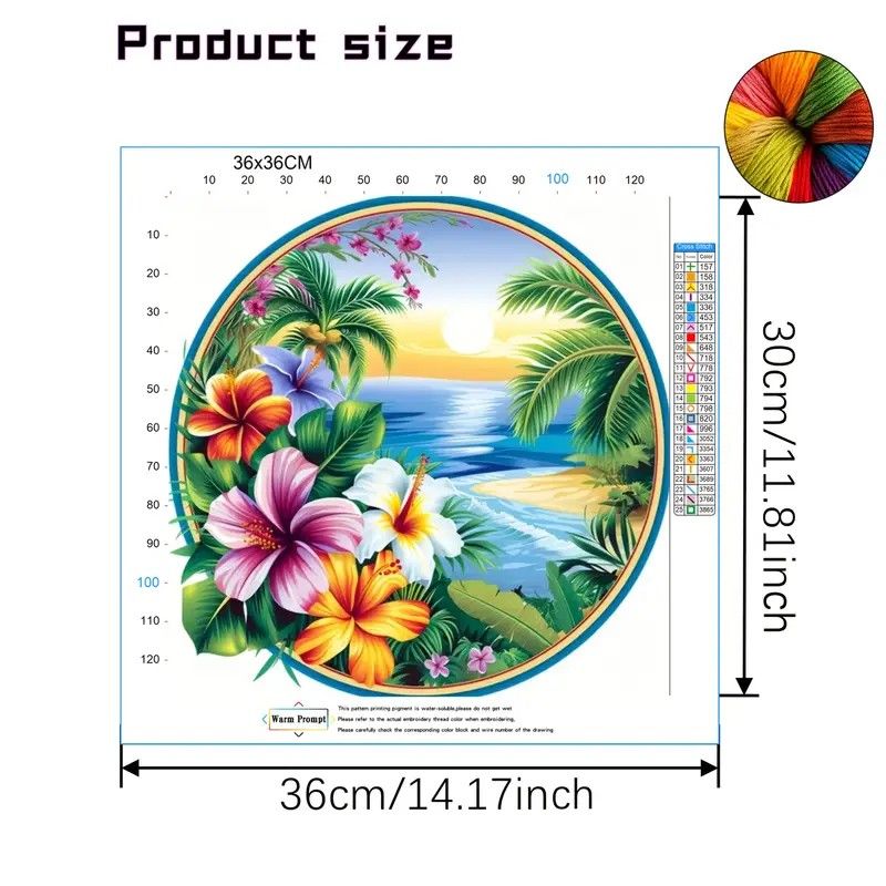 Summer Floral Cross Stitch Kit 11CT Printed Design