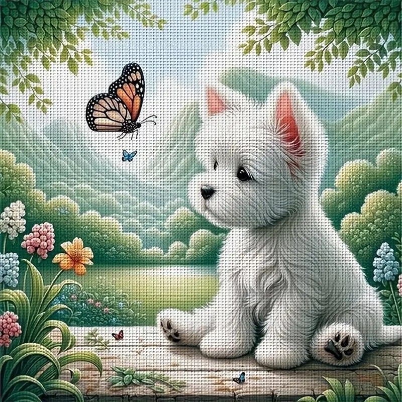 Small Dog Cross Stitch Kit 11CT Printed Design