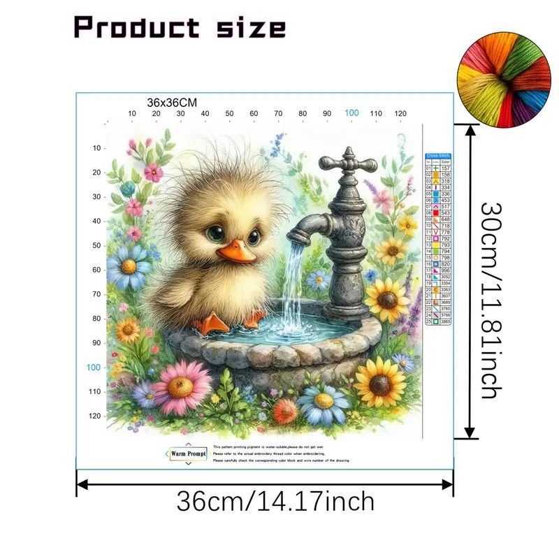 Duckling in Fountain Cross Stitch Kit 11CT Printed Design