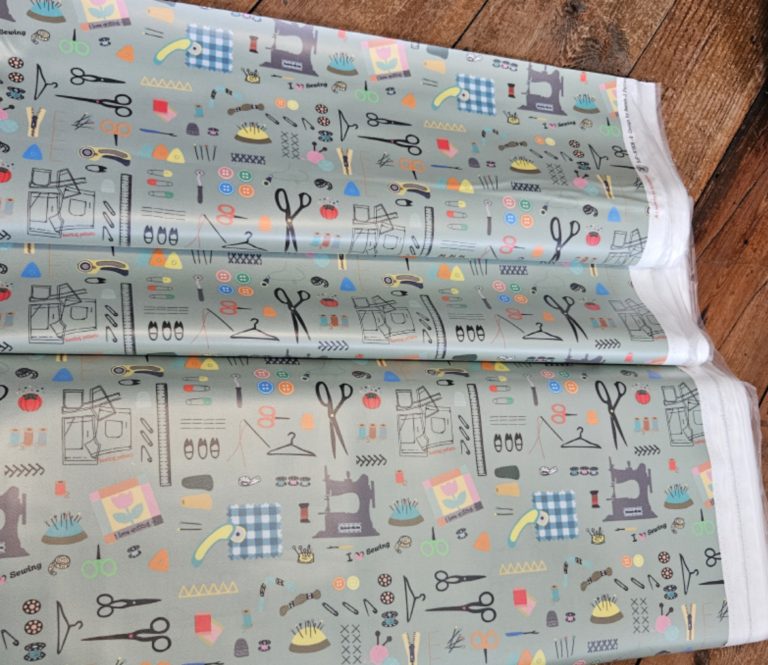 Sewing for Pleasure Eco Laminated Fabric 100% Cotton 110cm Wide Sage Green Sold per half or 1 Metre Lengths